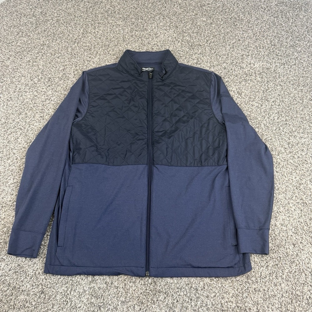 Straight Down Jacket Mens Large Blue Golf Quilt Puffer Full Zip Lightweight